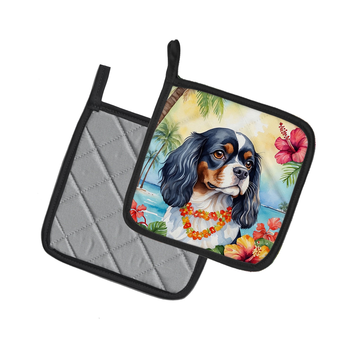 Cavalier Spaniel Luau Pair of Pot Holders