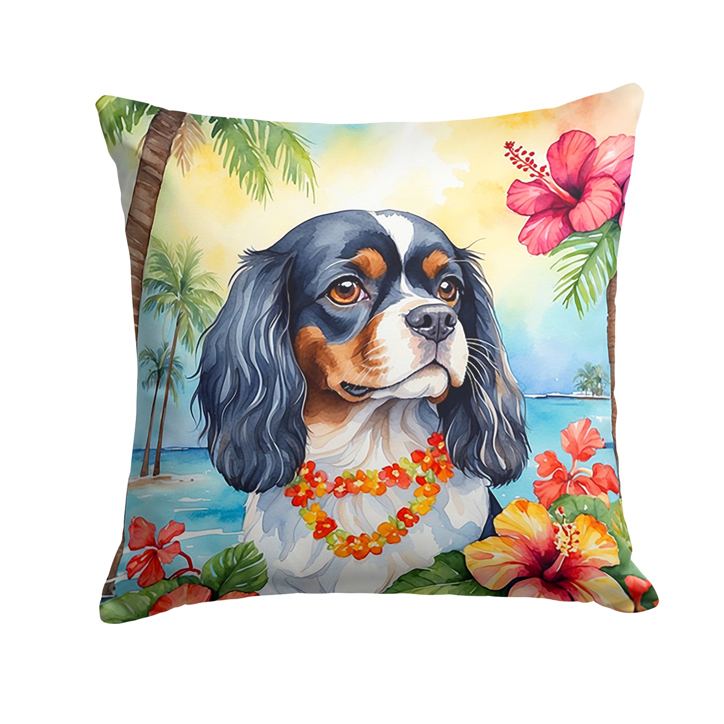 Buy this Cavalier Spaniel Luau Throw Pillow