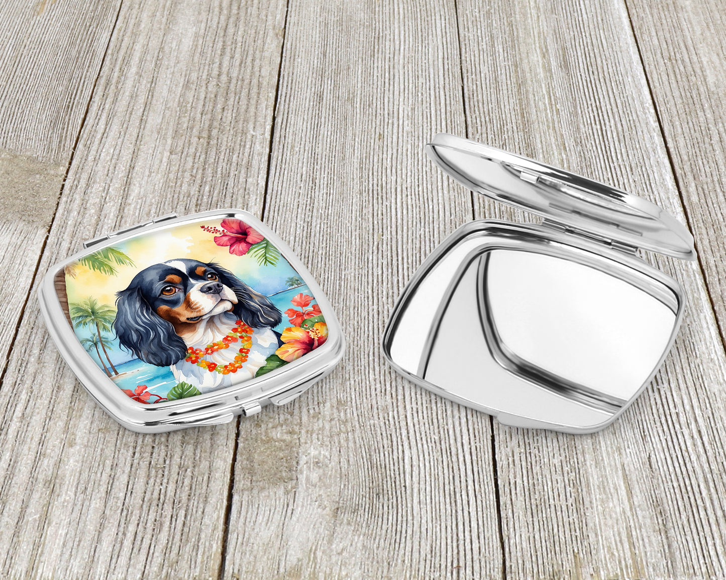 Cavalier Spaniel Luau Compact Mirror