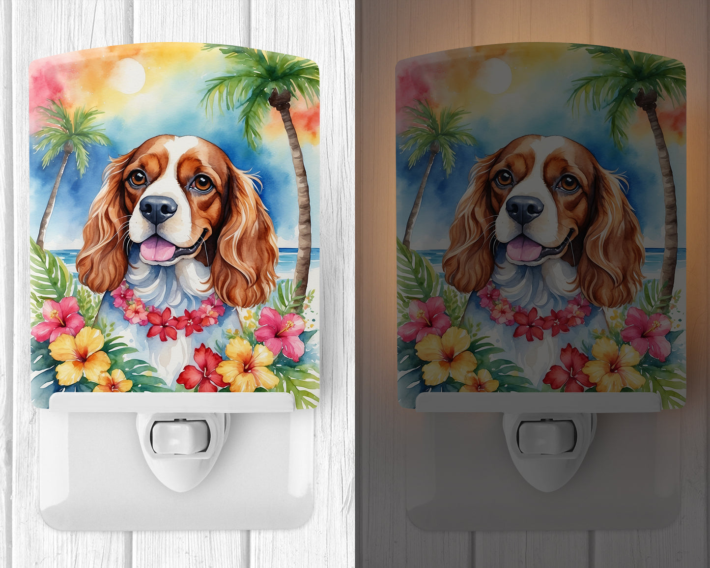 Cavalier Spaniel Luau Ceramic Night Light