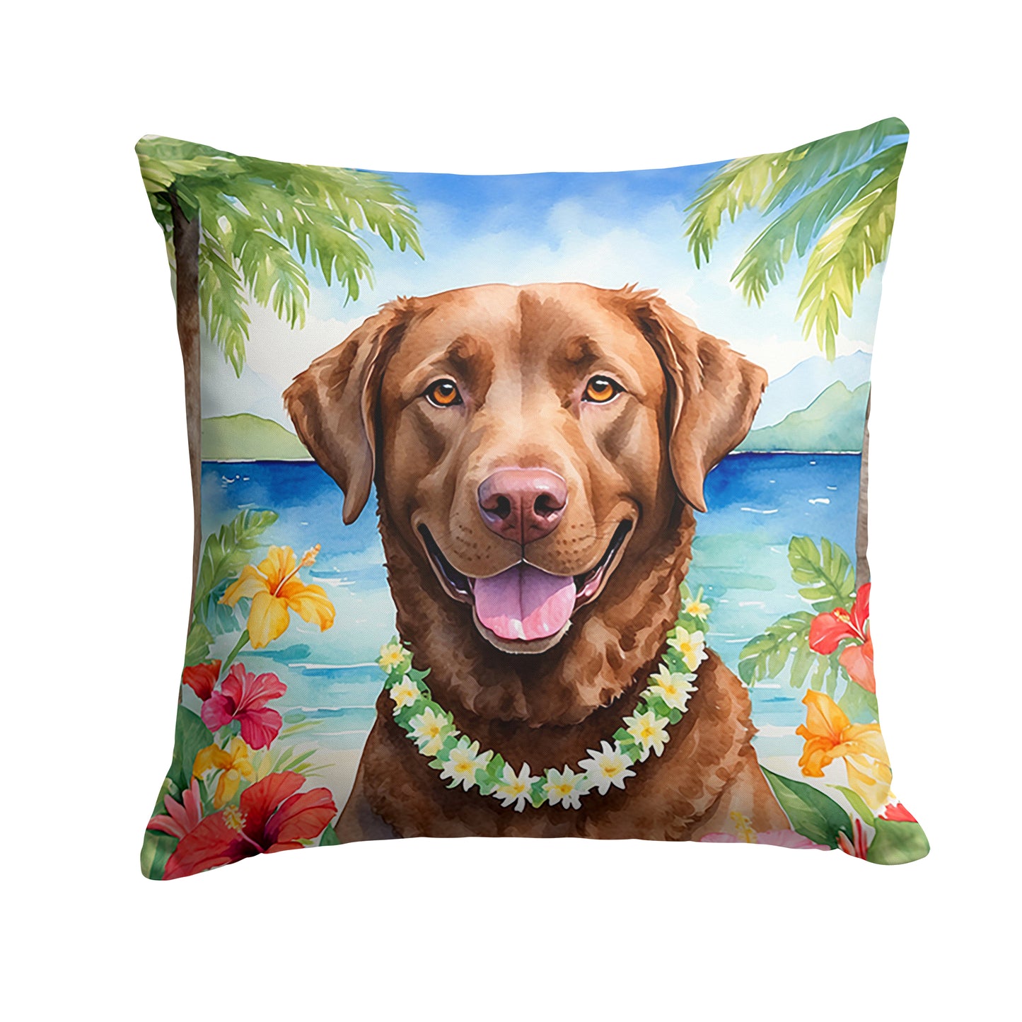 Buy this Chesapeake Bay Retriever Luau Throw Pillow