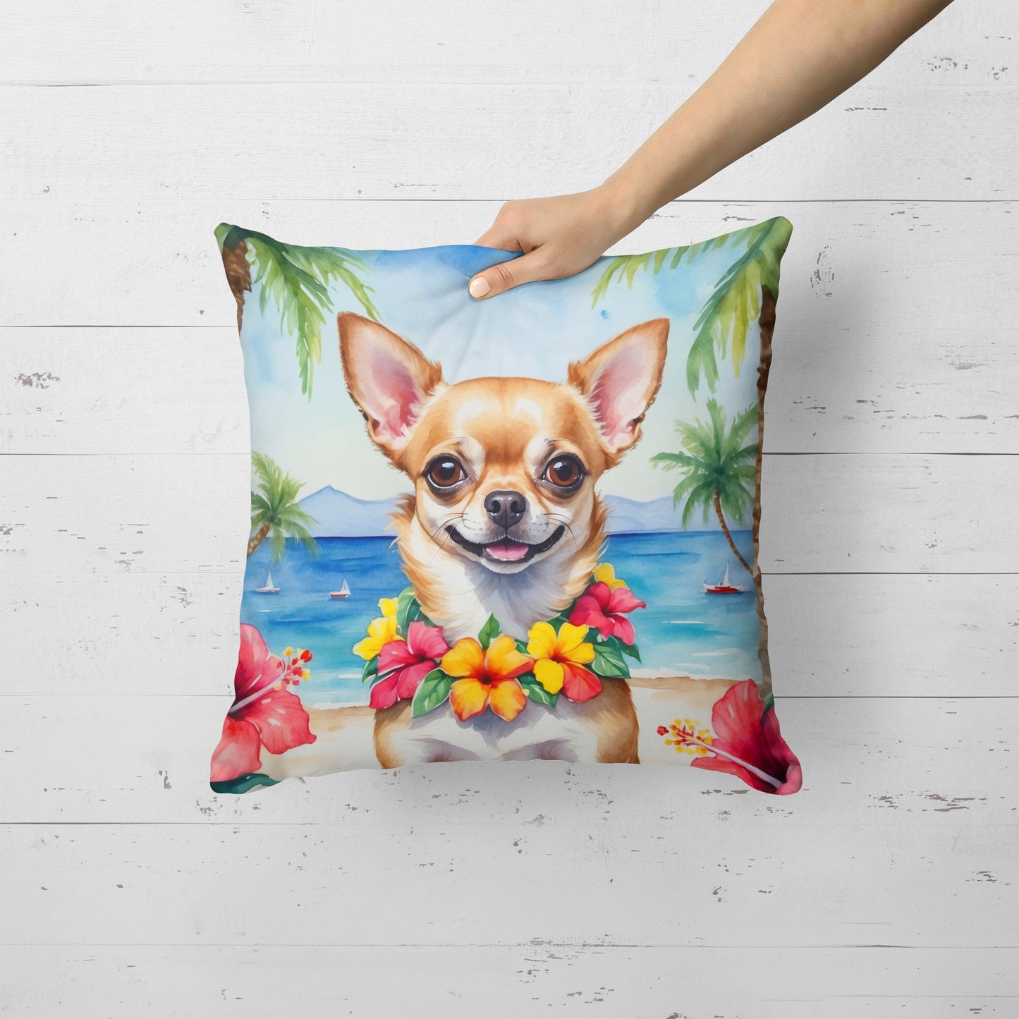 Chihuahua Luau Throw Pillow