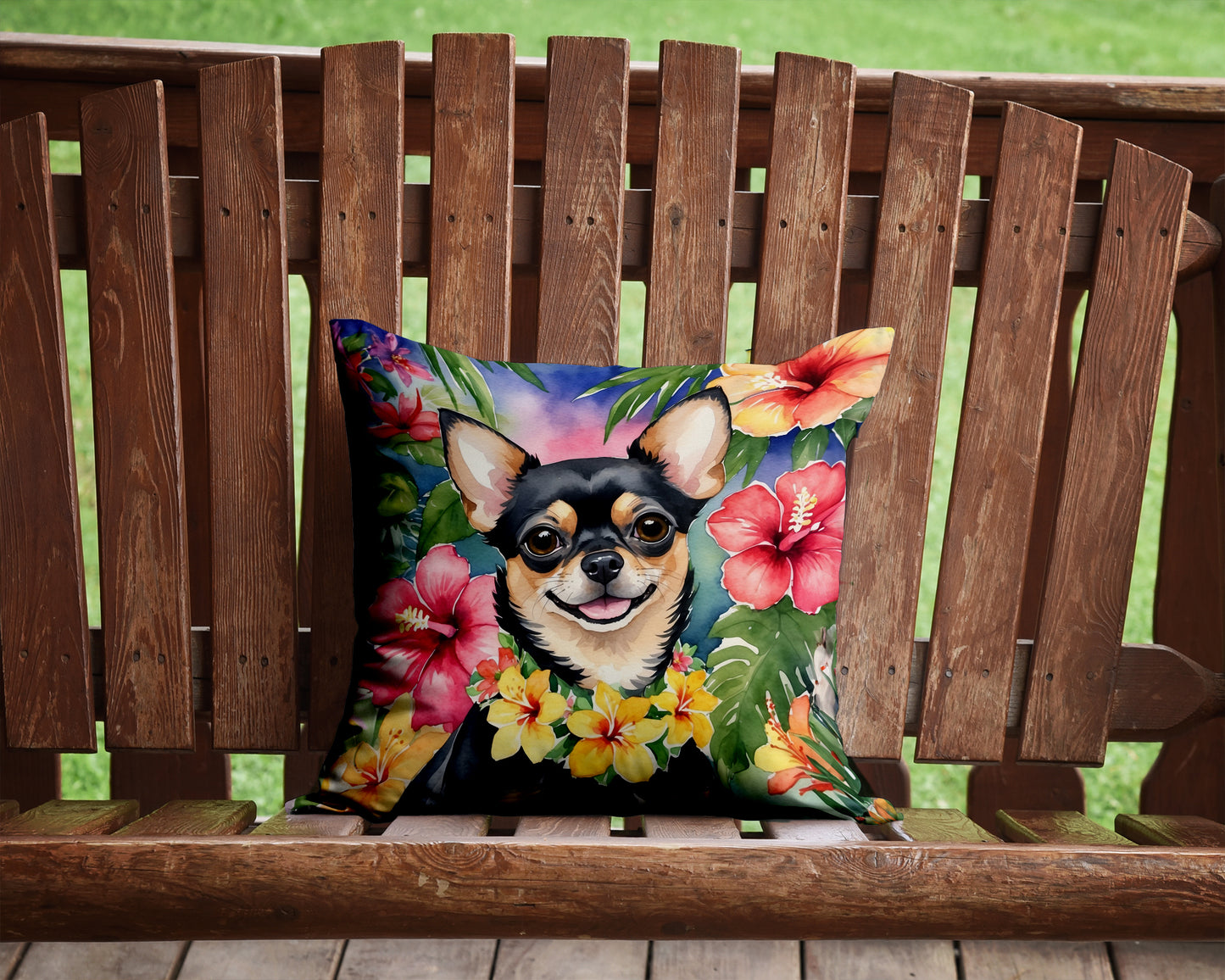 Chihuahua Luau Throw Pillow