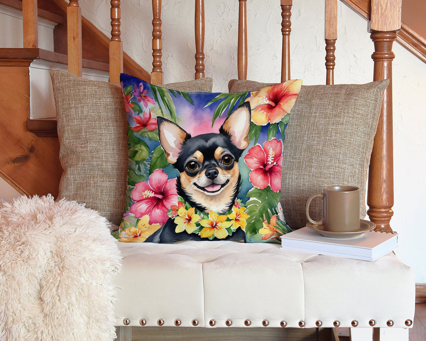 Chihuahua Luau Throw Pillow