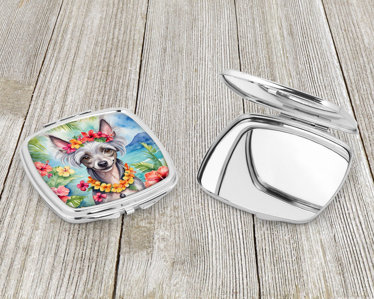 Chinese Crested Luau Compact Mirror