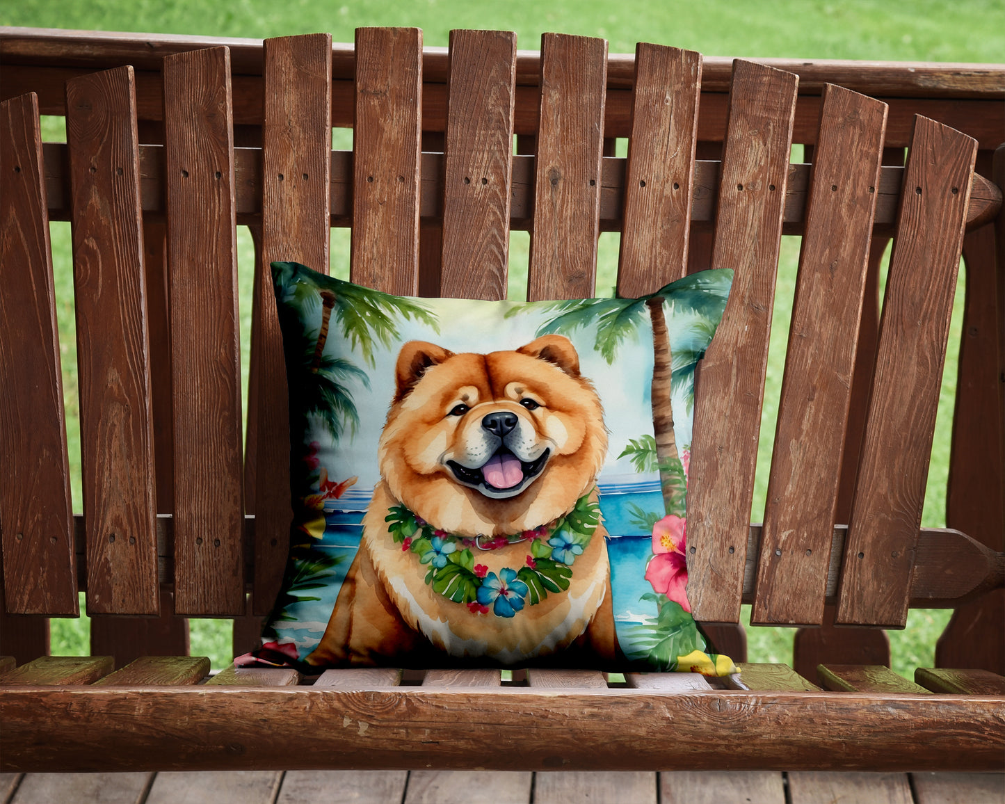 Chow Chow Luau Throw Pillow