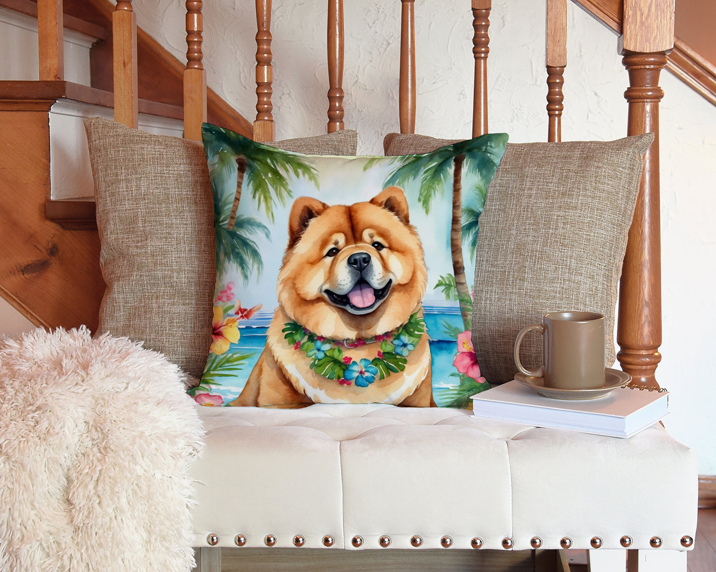 Chow Chow Luau Throw Pillow