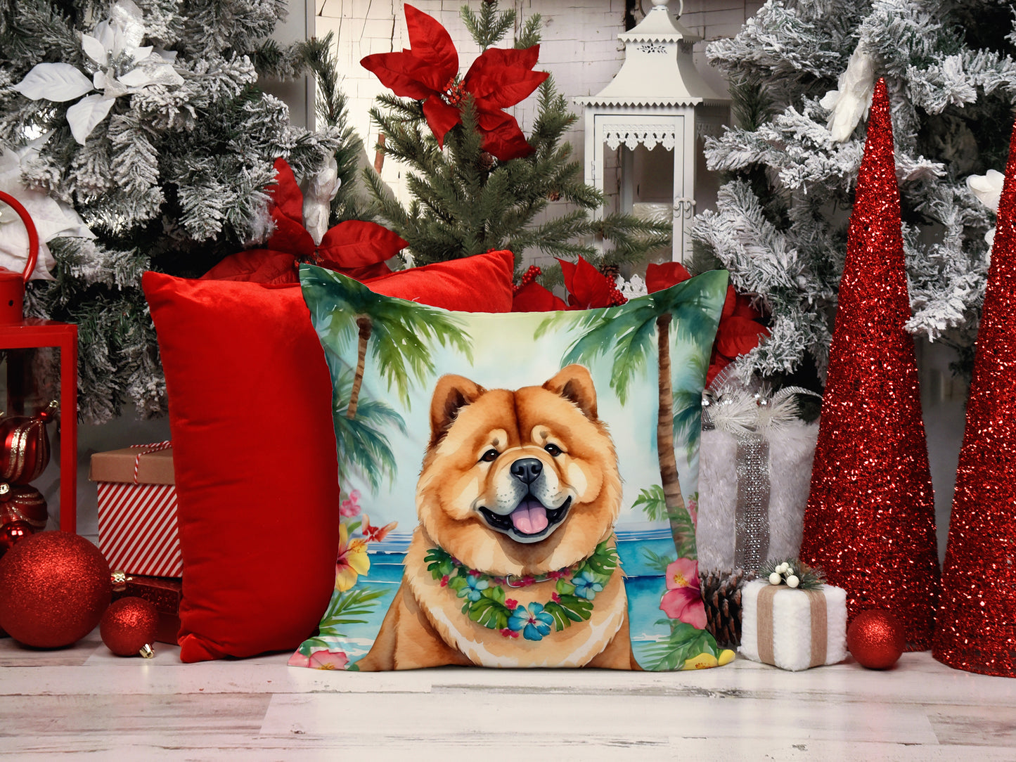 Chow Chow Luau Throw Pillow