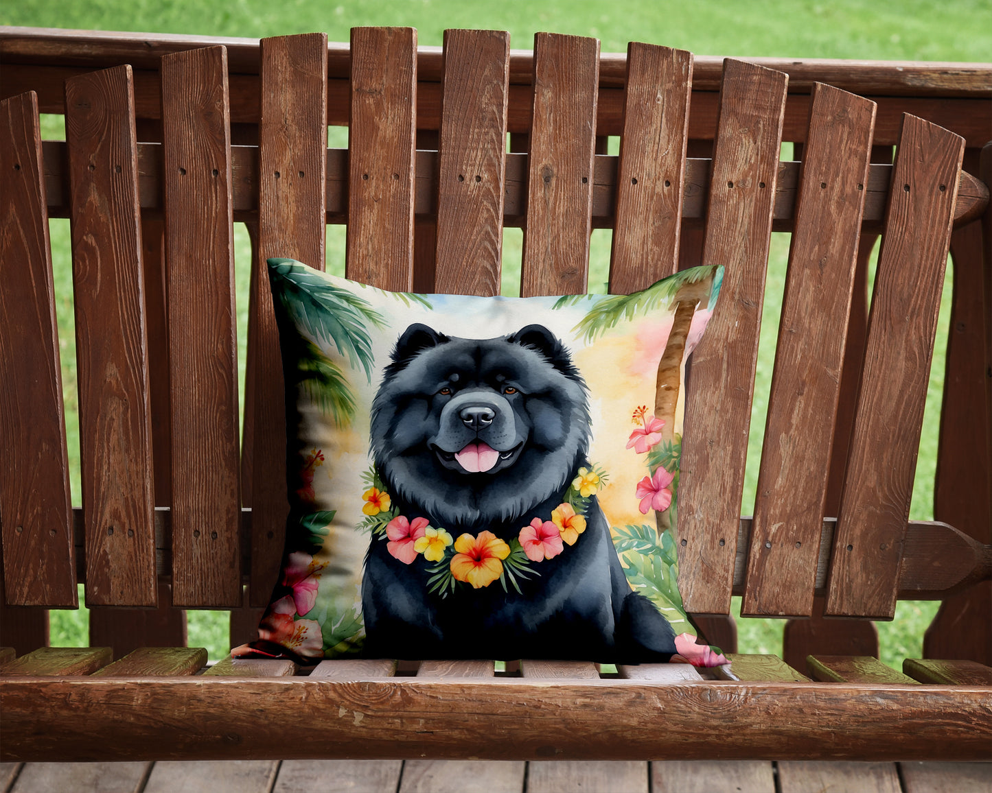 Chow Chow Luau Throw Pillow