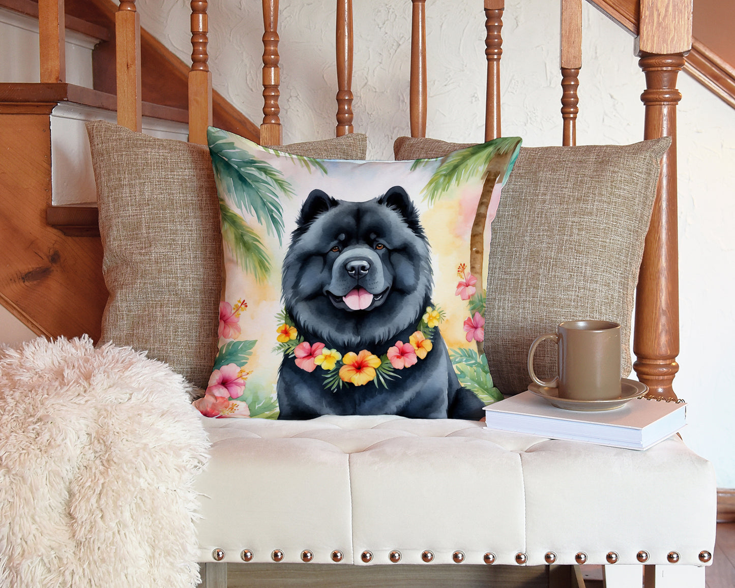 Chow Chow Luau Throw Pillow