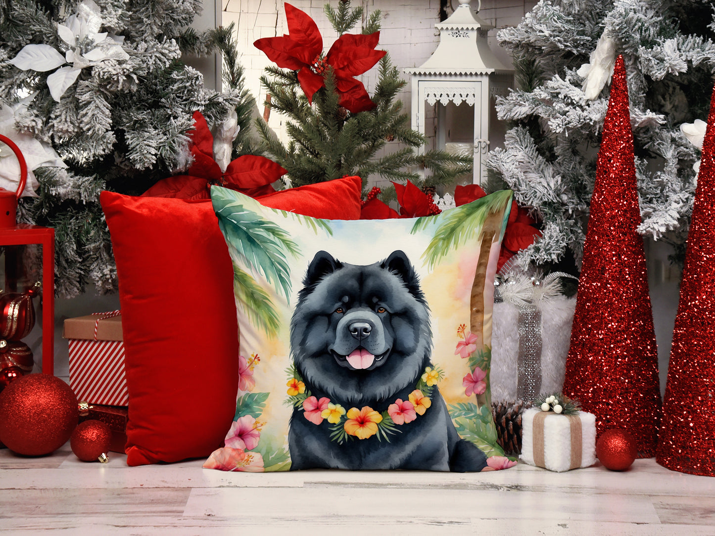 Chow Chow Luau Throw Pillow