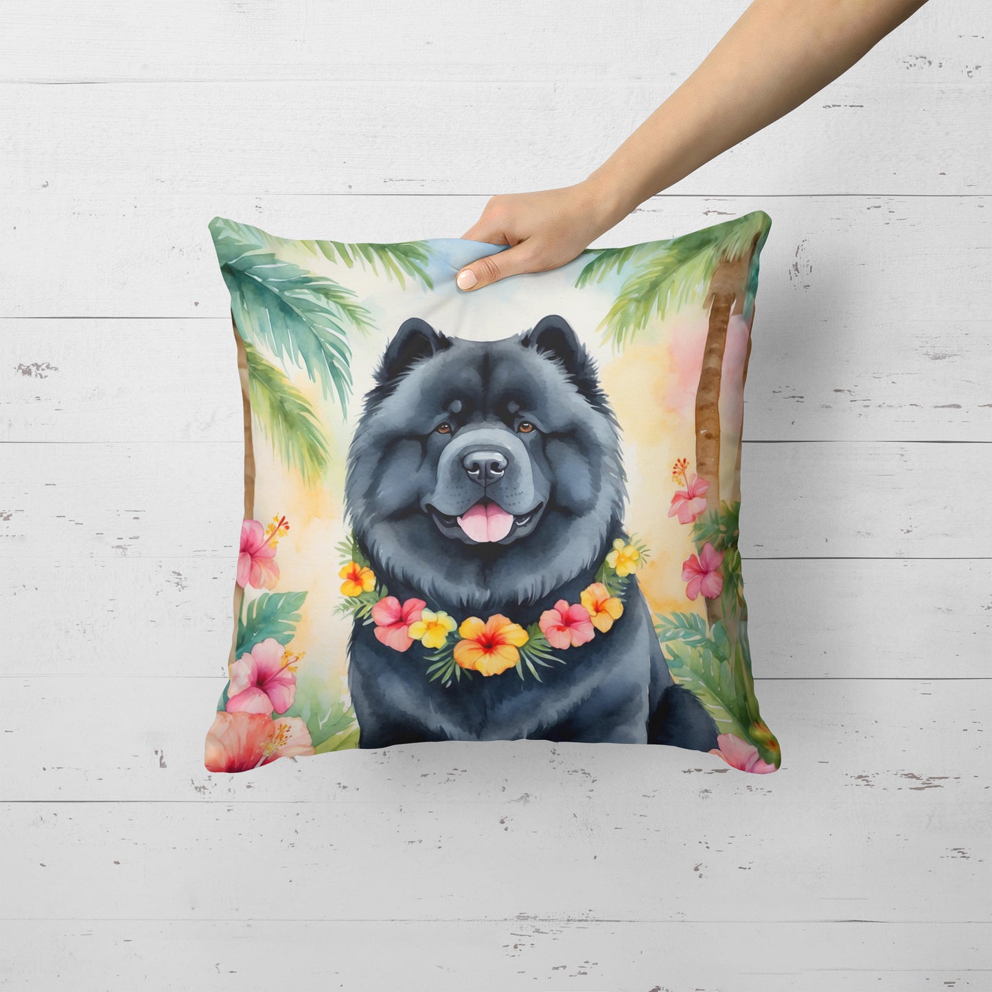 Chow Chow Luau Throw Pillow