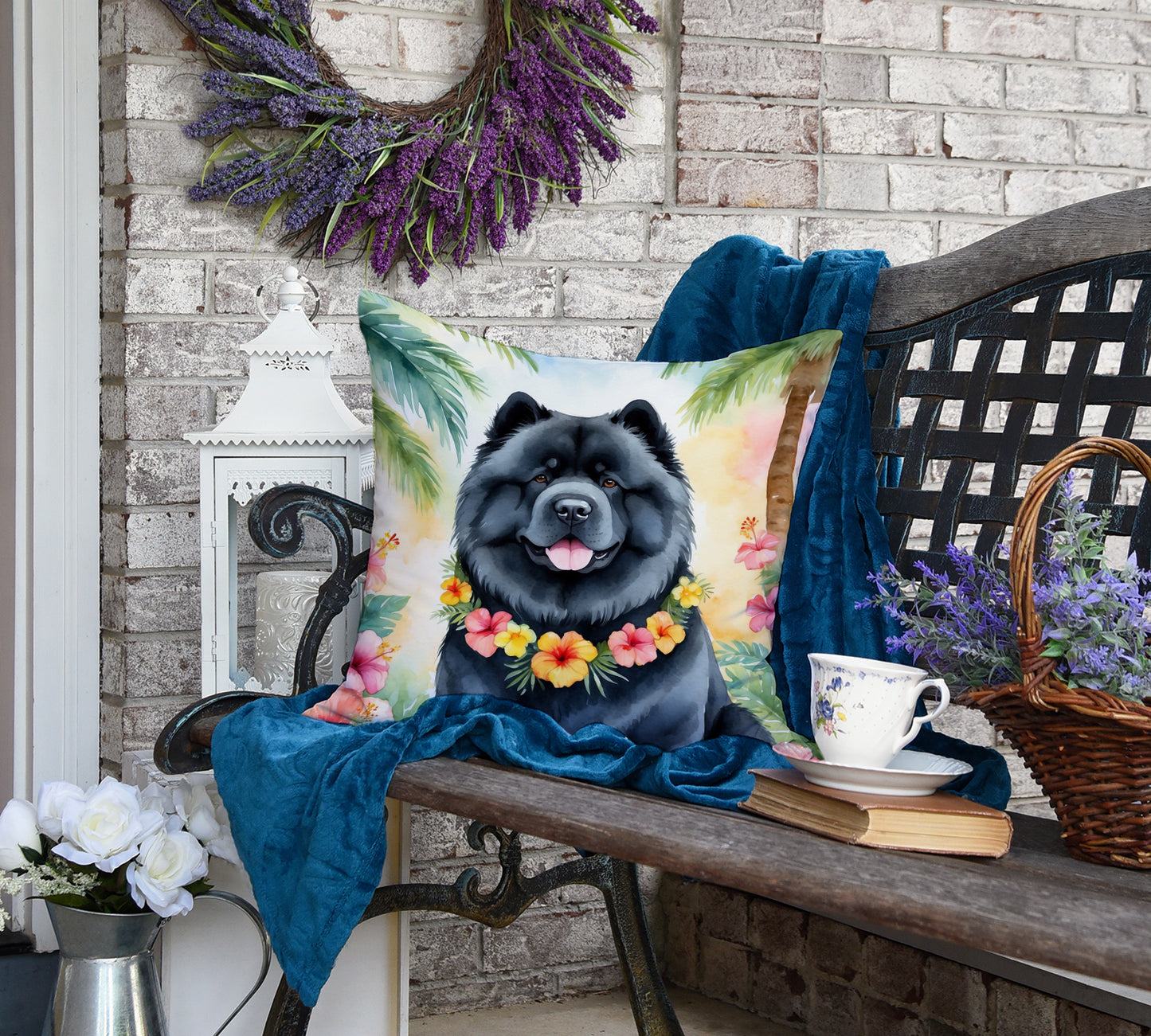 Chow Chow Luau Throw Pillow