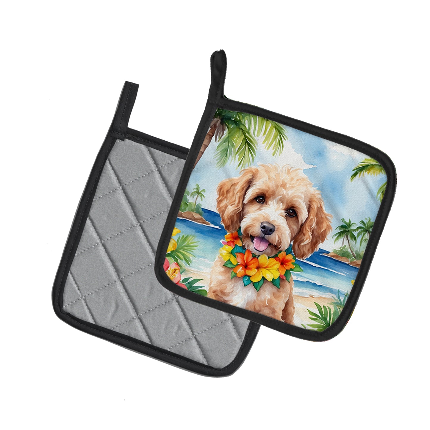 Cockapoo Luau Pair of Pot Holders