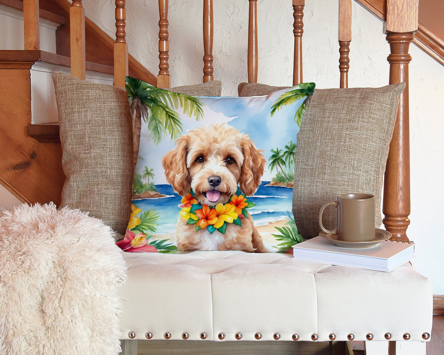 Cockapoo Luau Throw Pillow