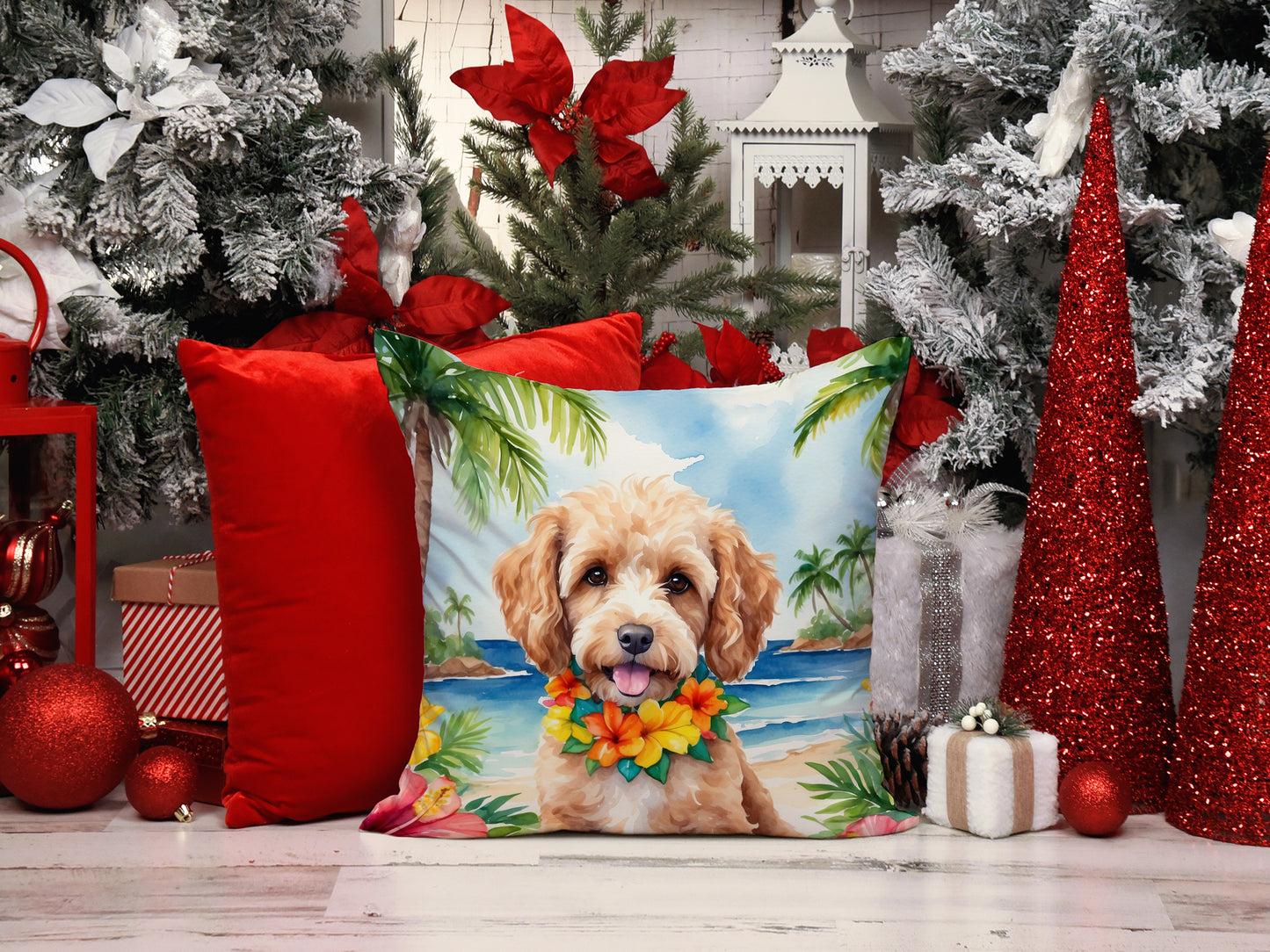 Cockapoo Luau Throw Pillow