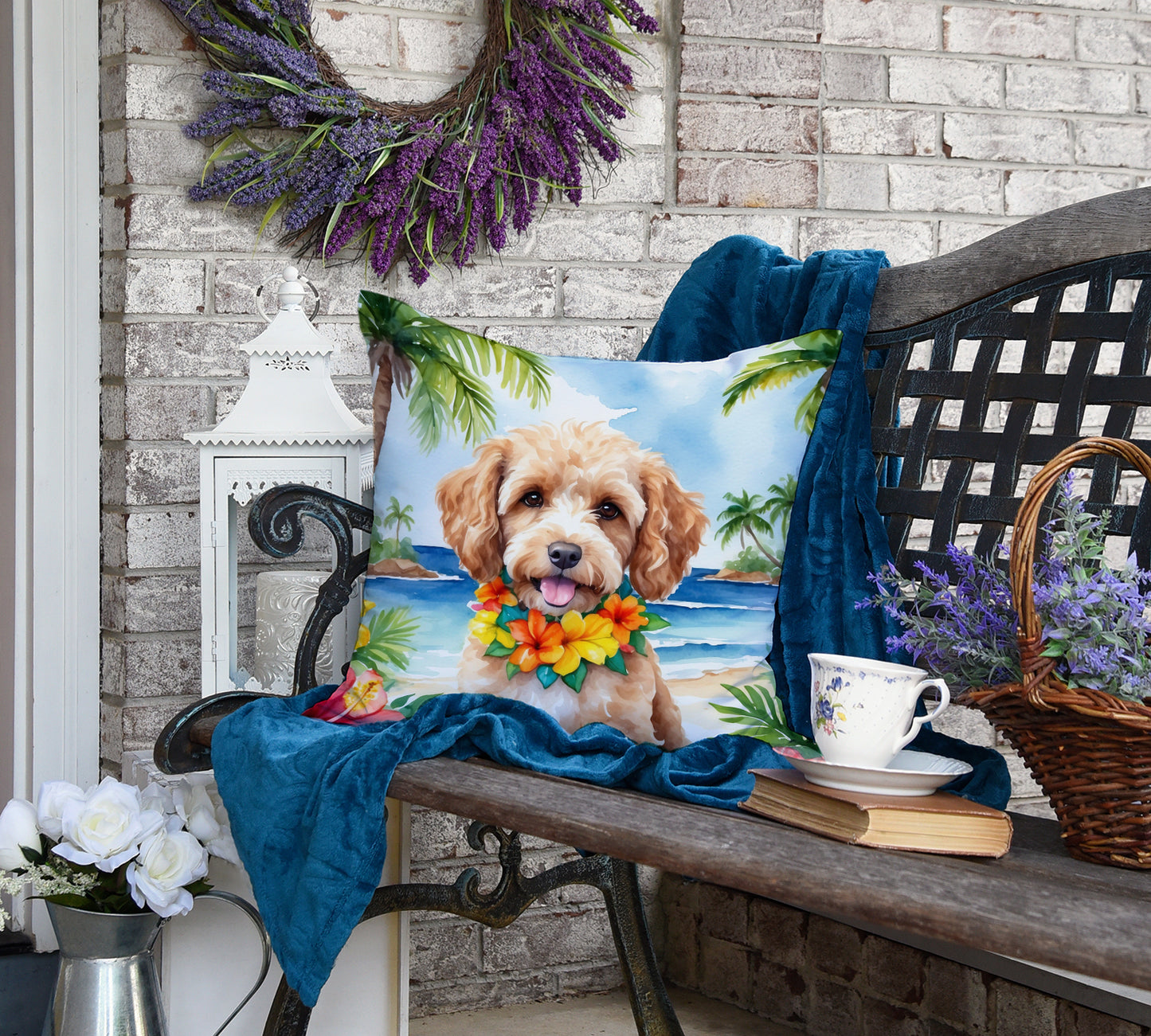 Cockapoo Luau Throw Pillow