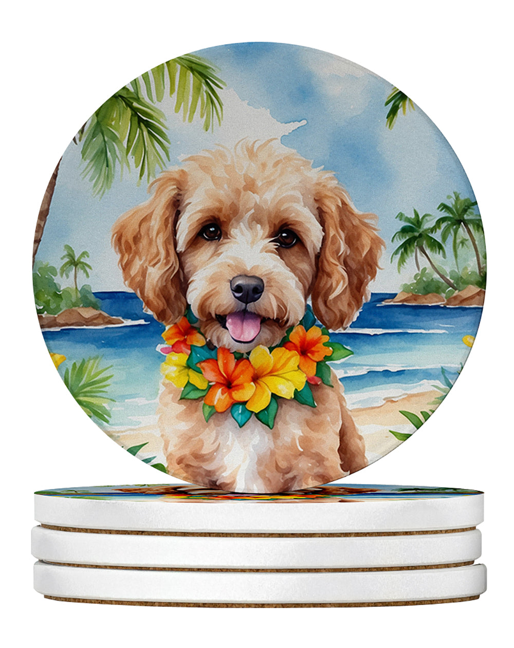 Buy this Cockapoo Luau Large Sandstone Coasters Pack of 4