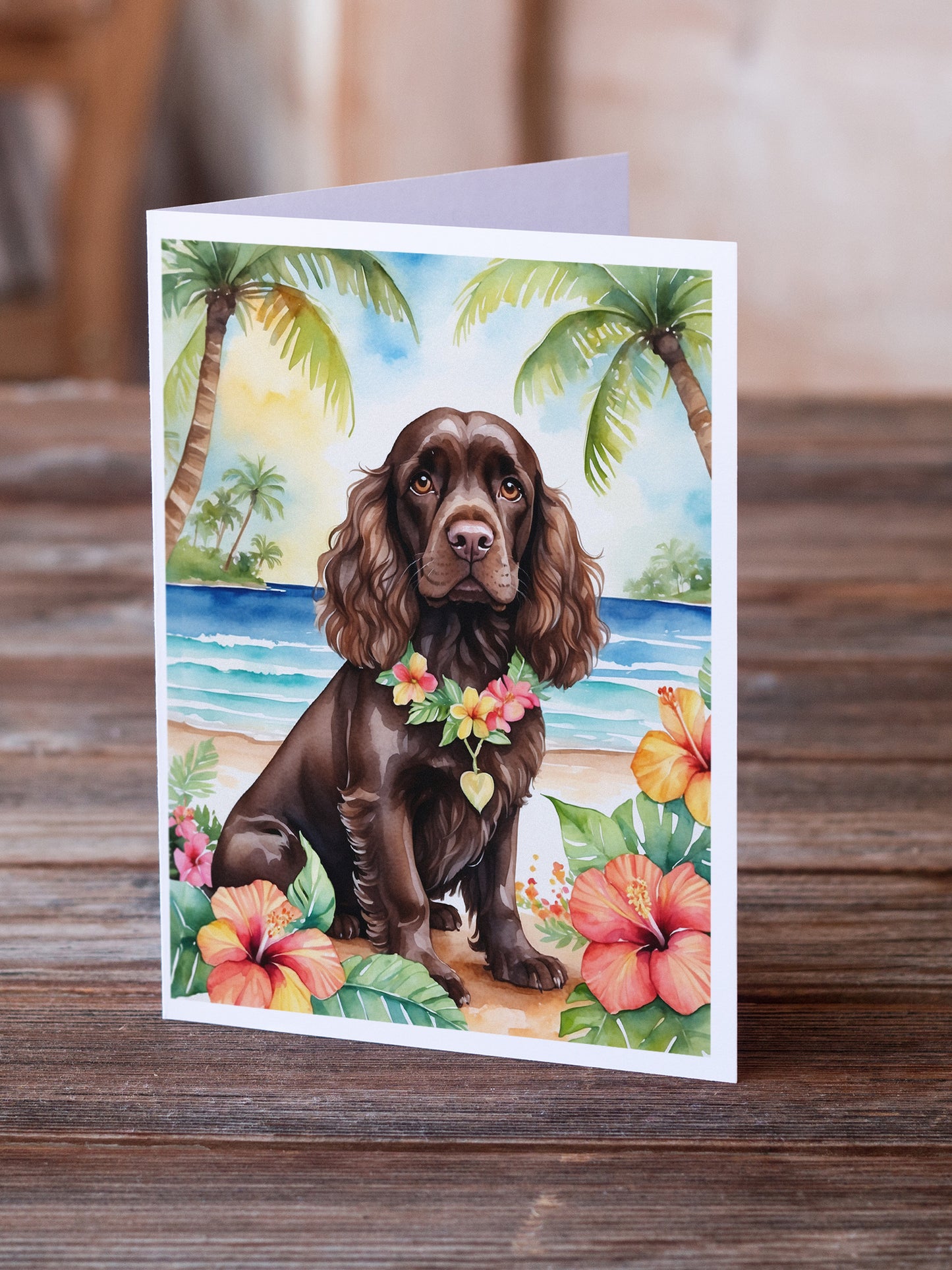 Cocker Spaniel Luau Greeting Cards Pack of 8