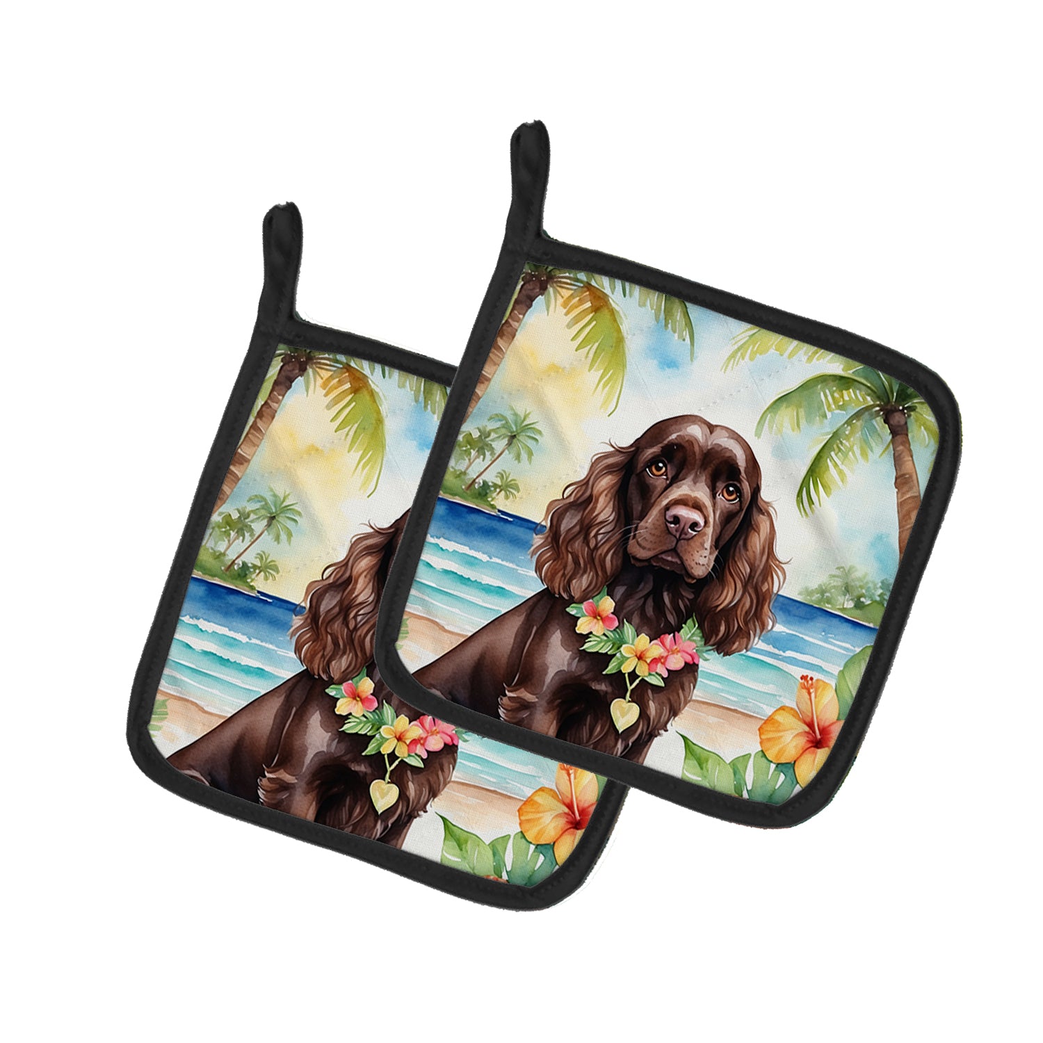 Buy this Cocker Spaniel Luau Pair of Pot Holders