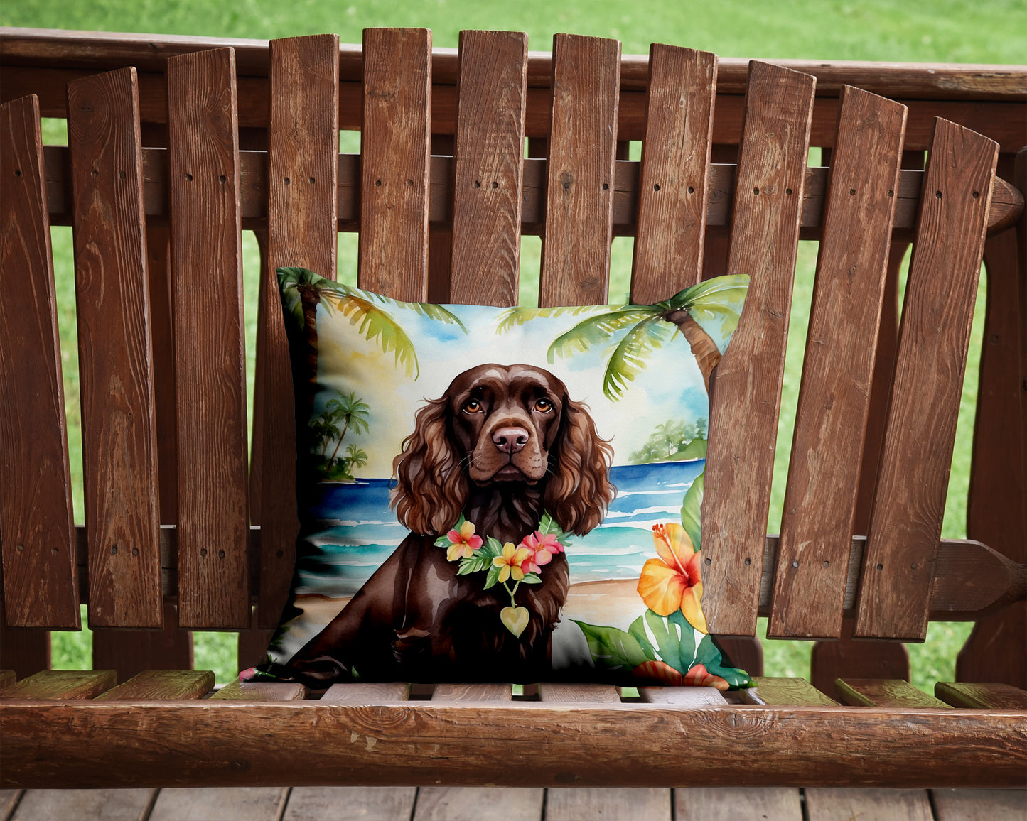 Cocker Spaniel Luau Throw Pillow