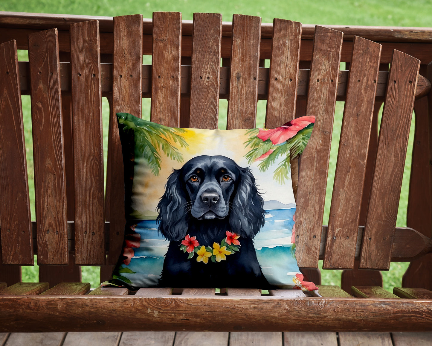 Cocker Spaniel Luau Throw Pillow