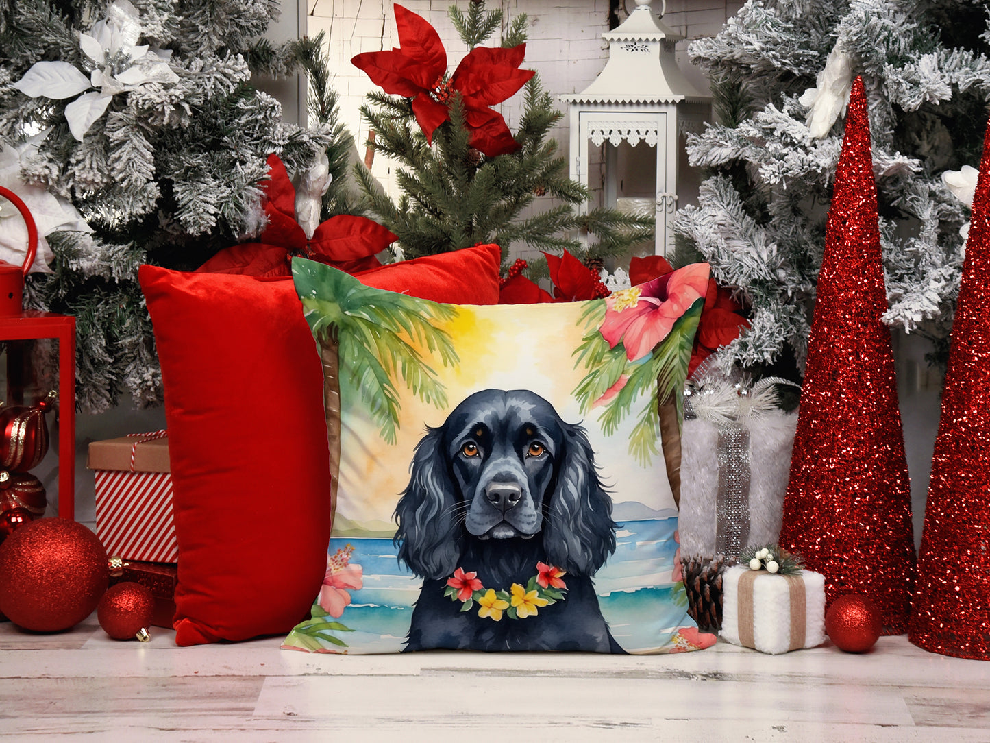 Cocker Spaniel Luau Throw Pillow