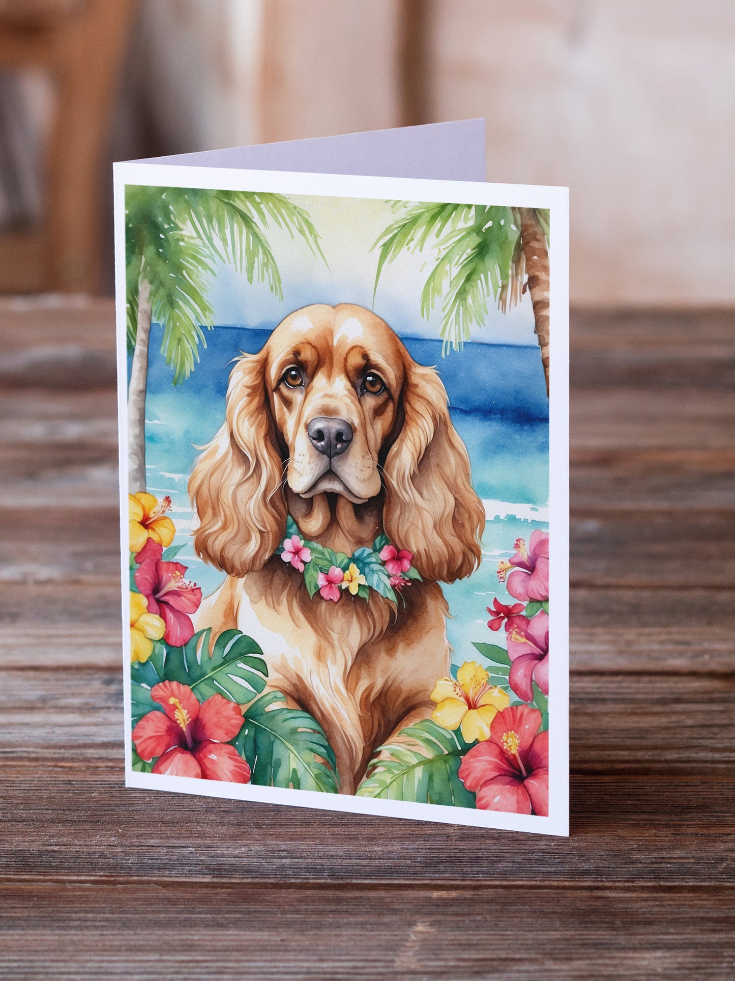 Cocker Spaniel Luau Greeting Cards Pack of 8