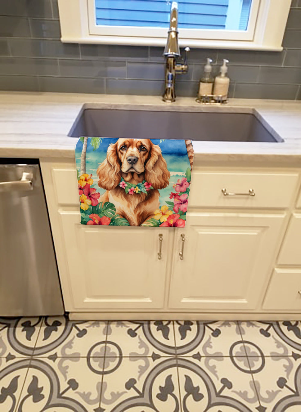 Cocker Spaniel Luau Kitchen Towel