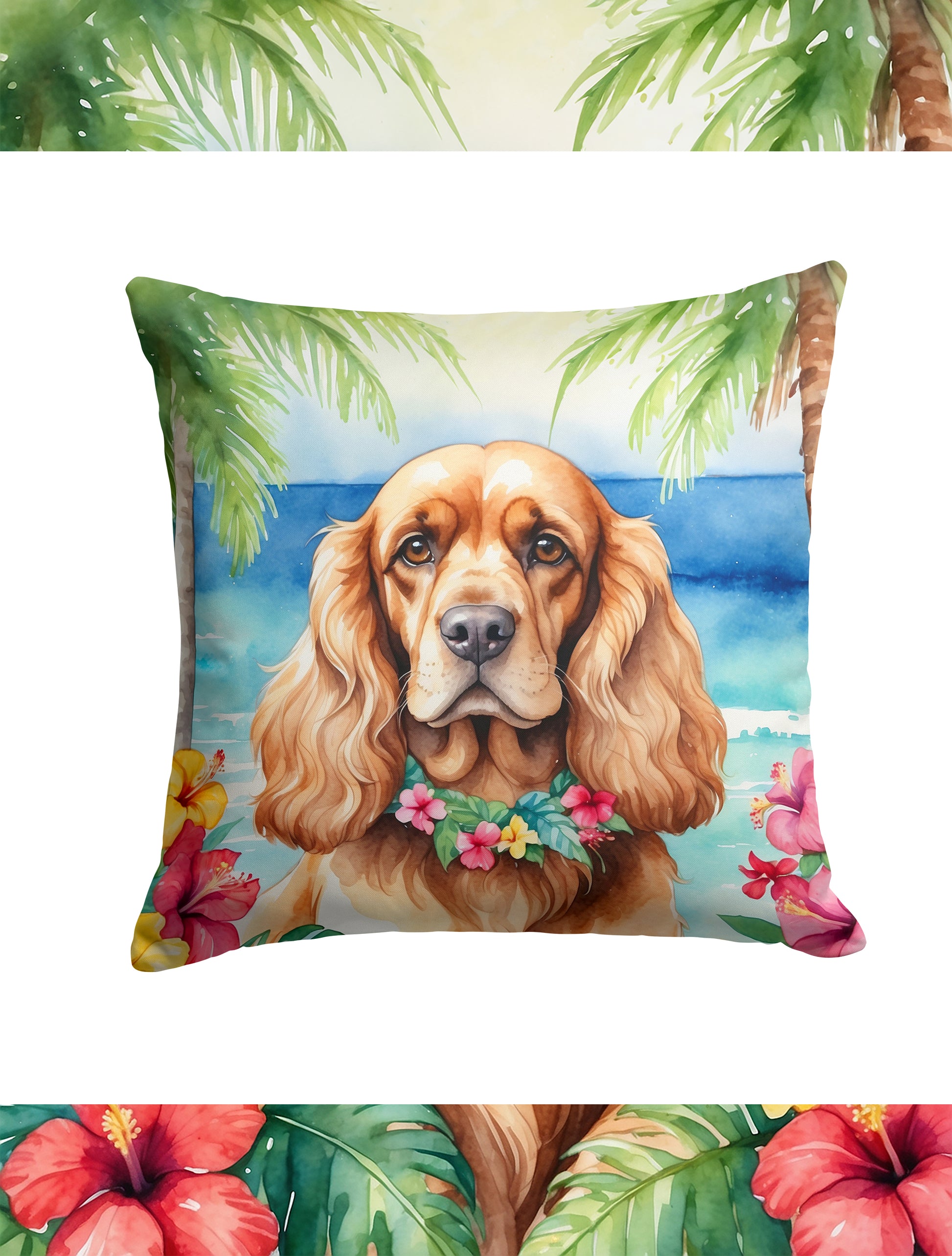 Buy this Cocker Spaniel Luau Throw Pillow