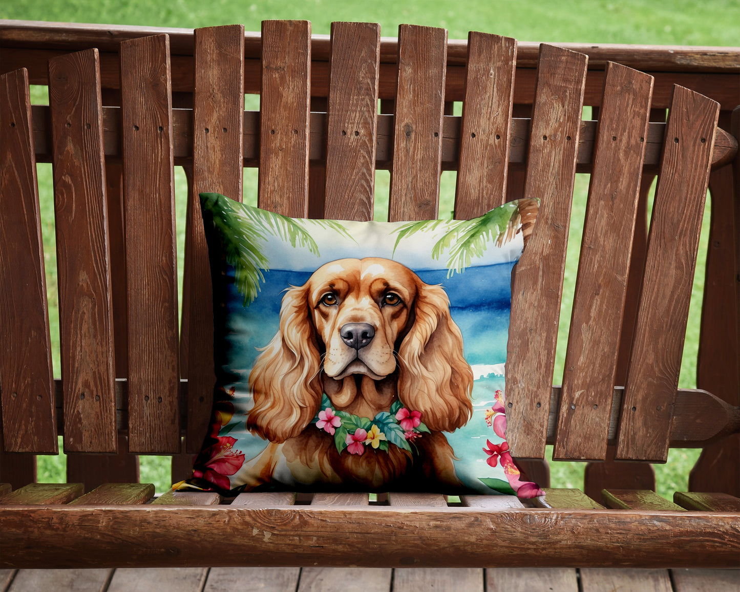 Cocker Spaniel Luau Throw Pillow