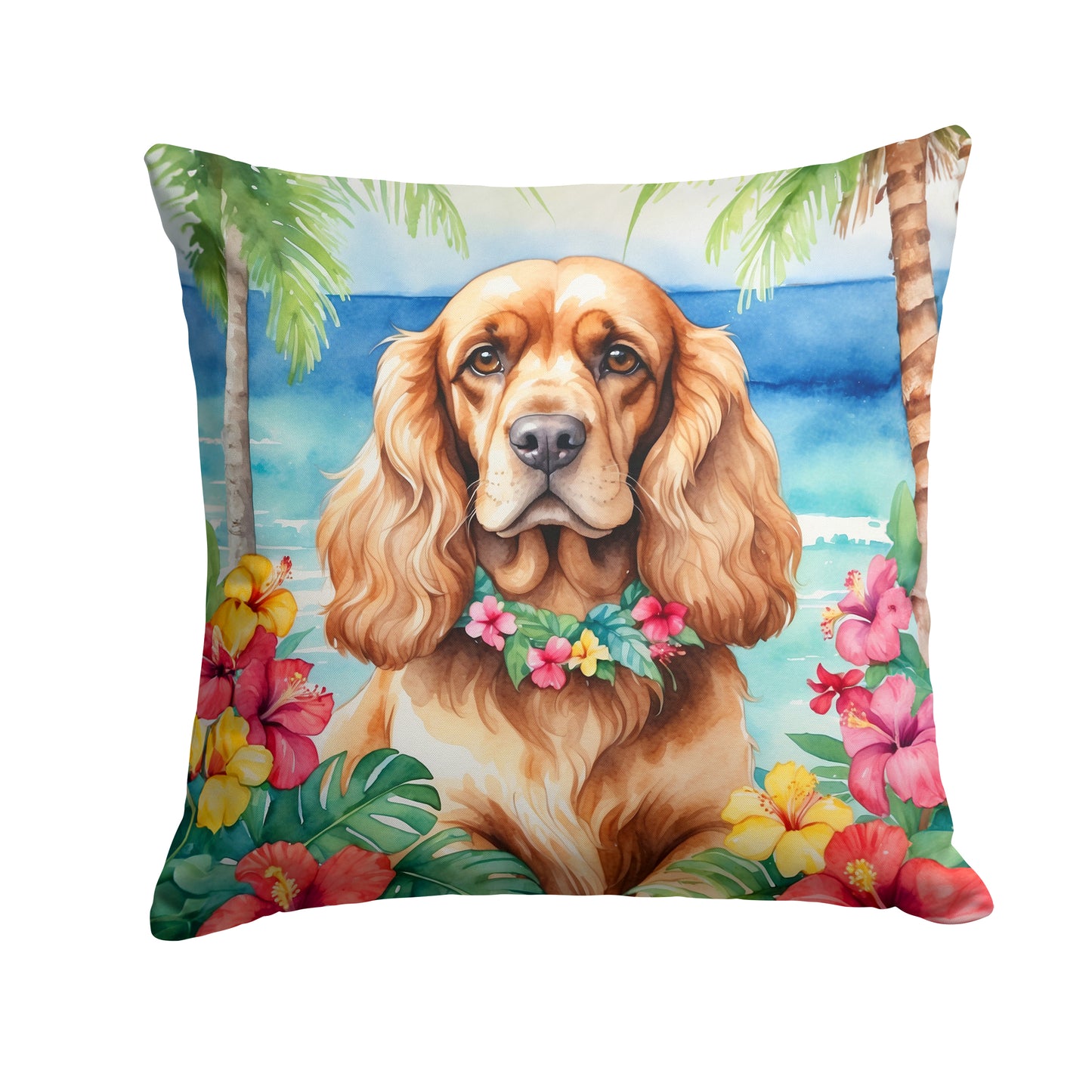 Buy this Cocker Spaniel Luau Throw Pillow