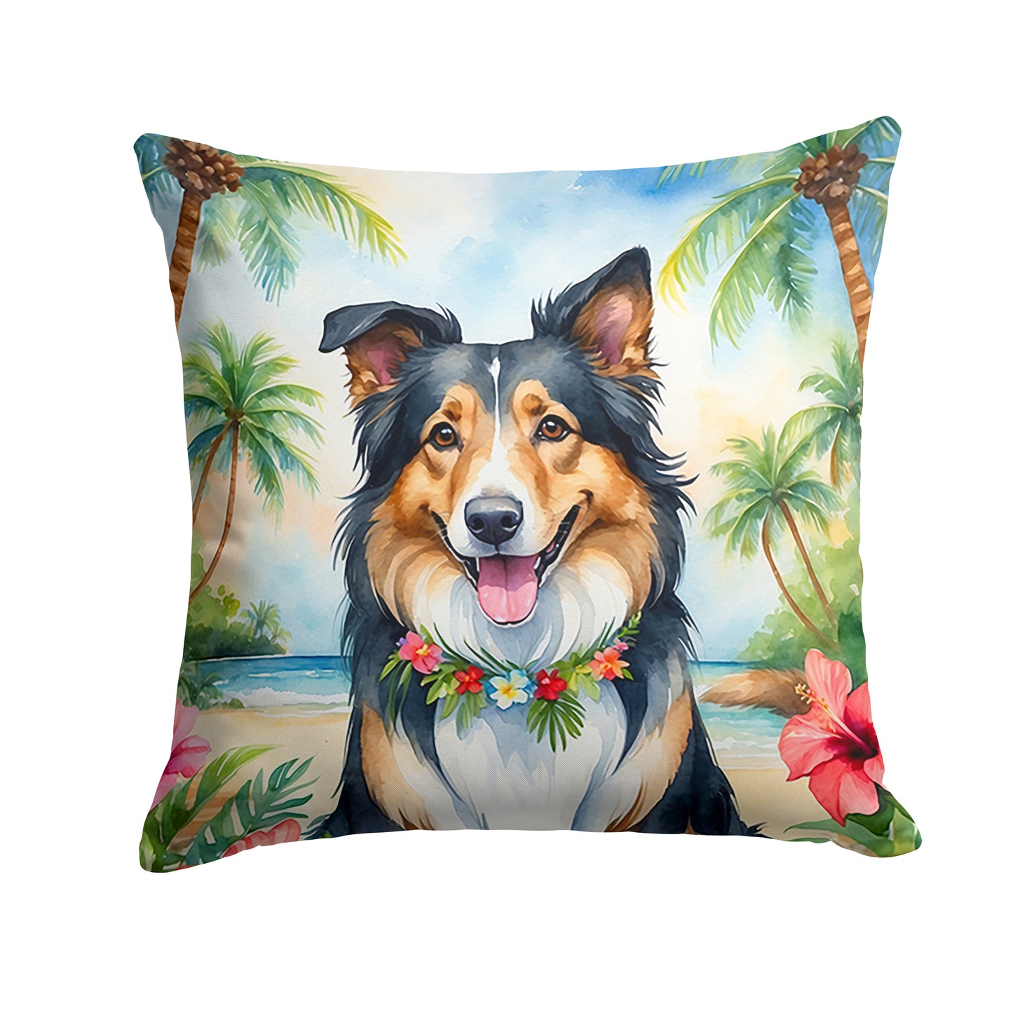 Buy this Collie Luau Throw Pillow