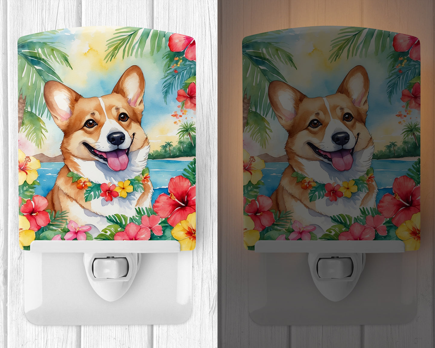 Corgi Luau Ceramic Night Light