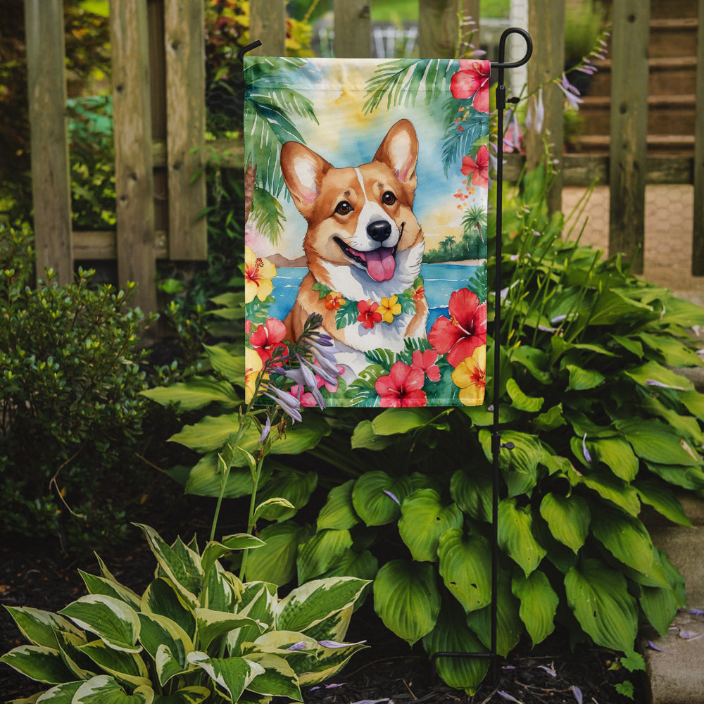 Corgi Luau Garden Flag