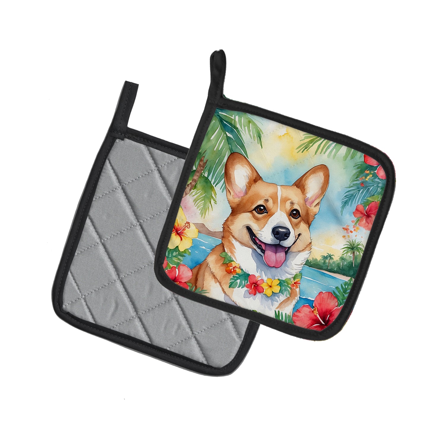 Corgi Luau Pair of Pot Holders