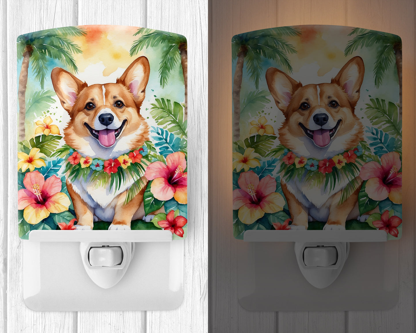 Corgi Luau Ceramic Night Light