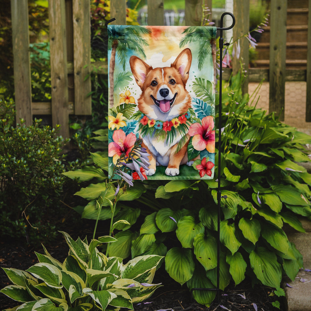 Corgi Luau Garden Flag