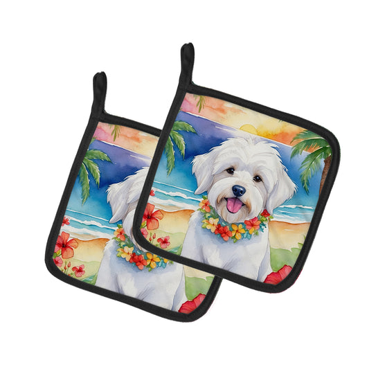 Buy this Coton de Tulear Luau Pair of Pot Holders