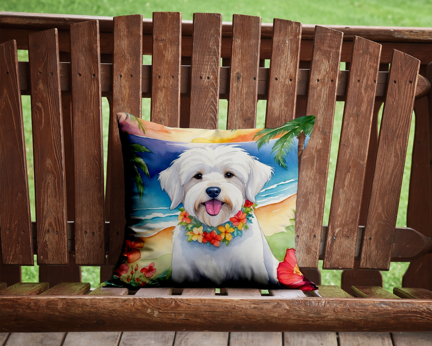 Coton de Tulear Luau Throw Pillow