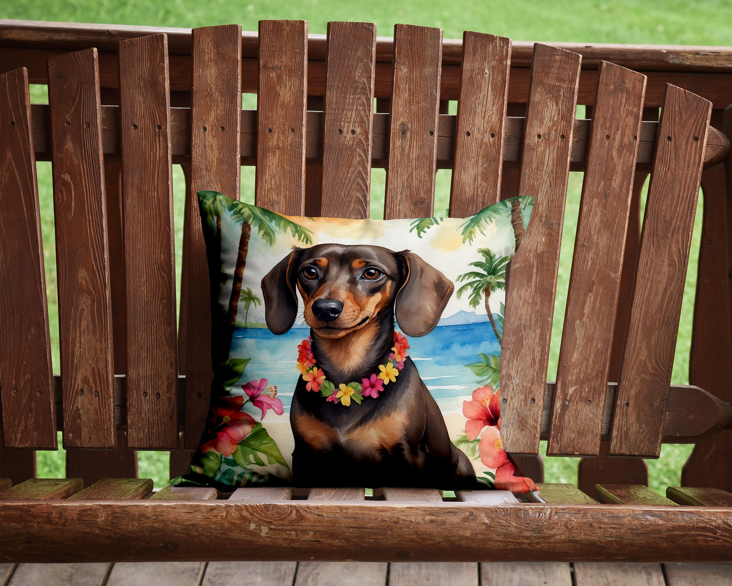 Dachshund Luau Throw Pillow