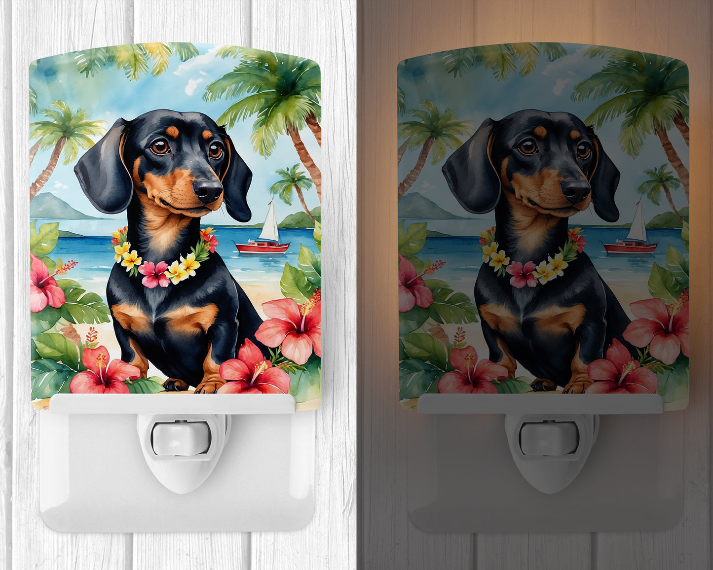 Dachshund Luau Ceramic Night Light