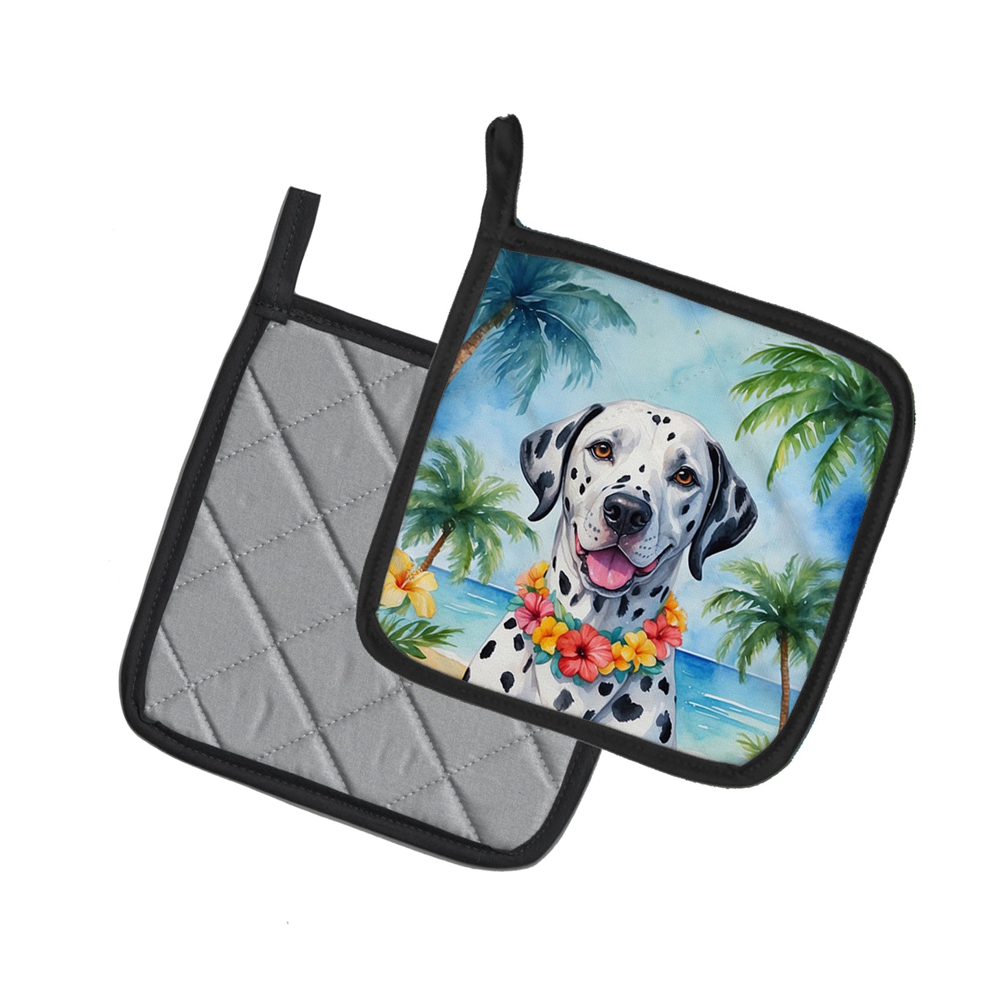 Dalmatian Luau Pair of Pot Holders