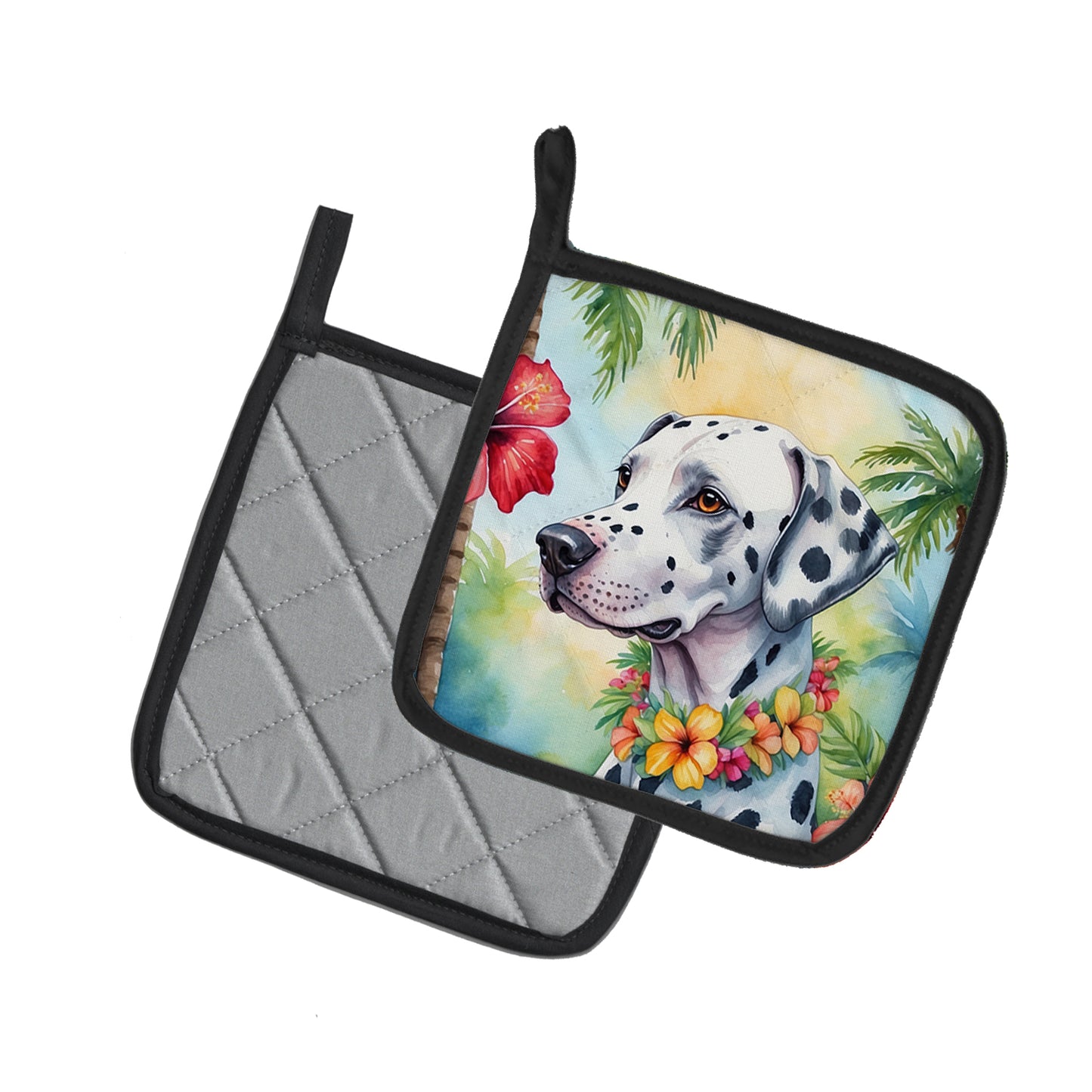 Dalmatian Luau Pair of Pot Holders