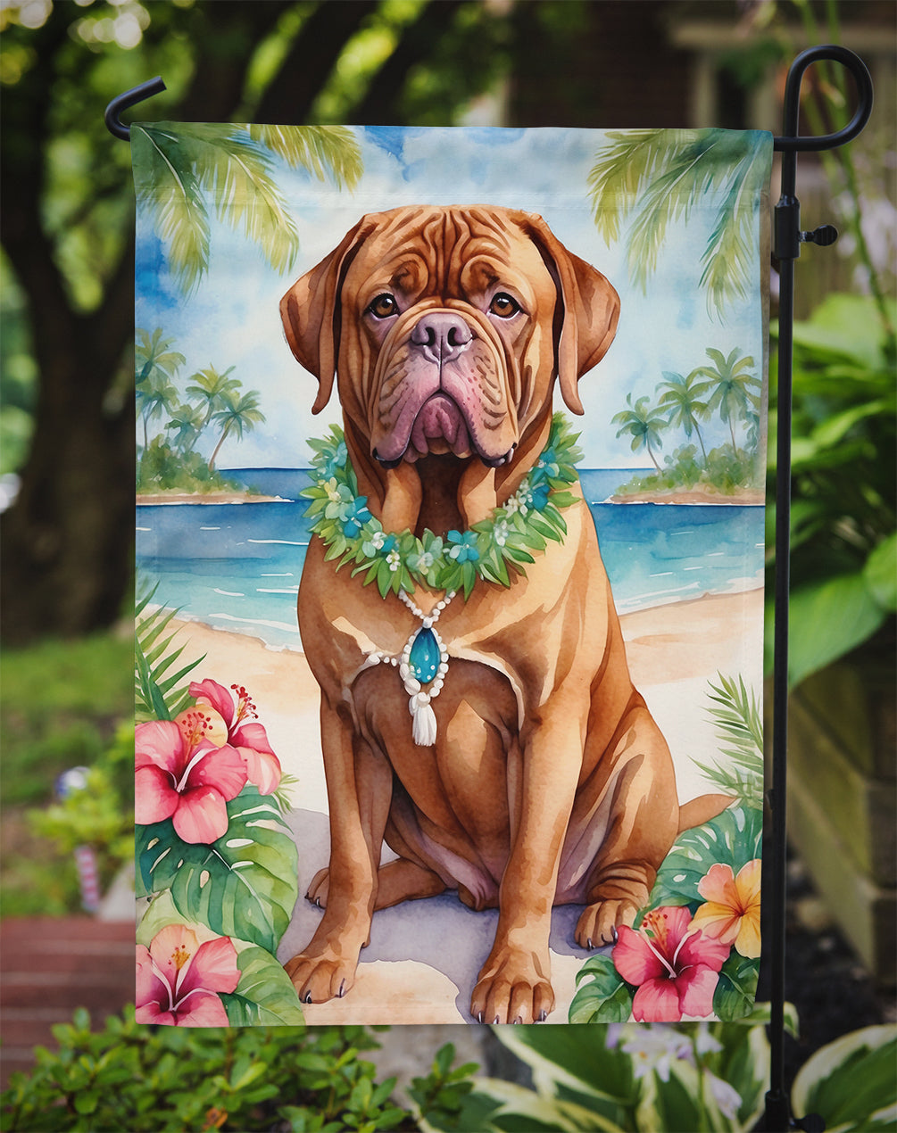 Dogue de Bordeaux Luau Garden Flag