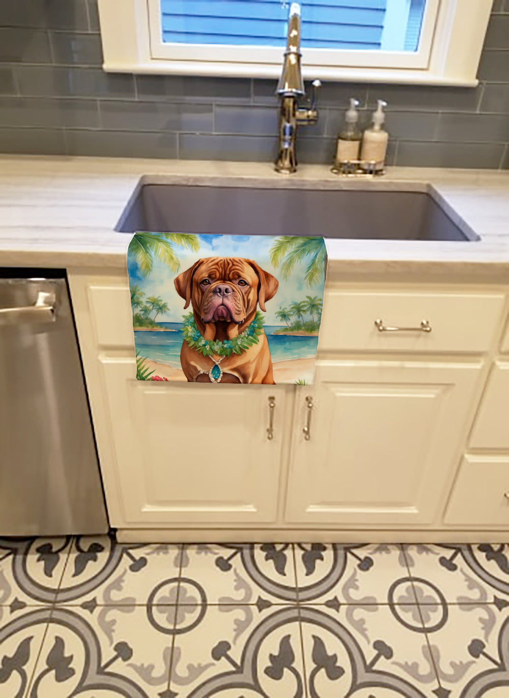 Dogue de Bordeaux Luau Kitchen Towel