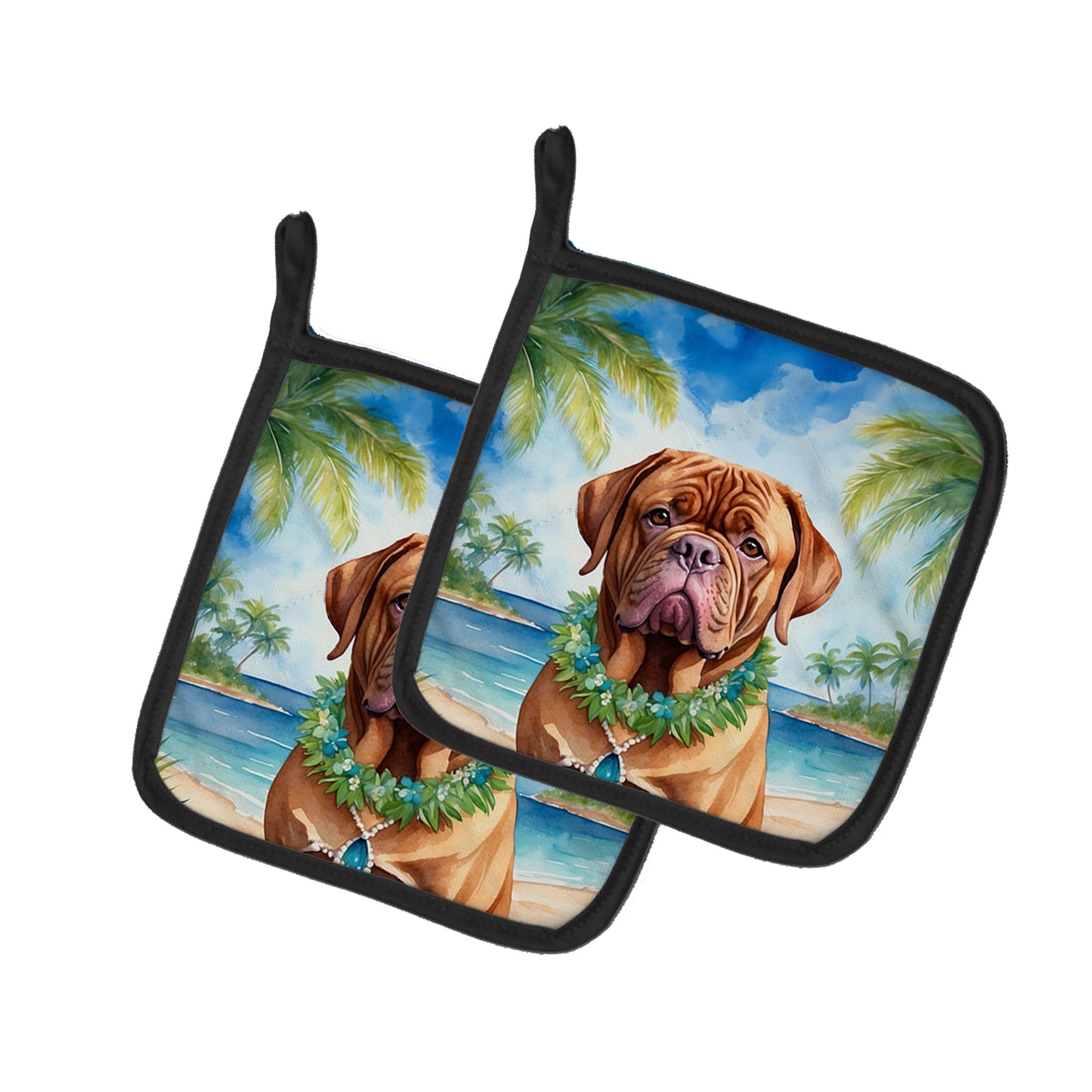 Buy this Dogue de Bordeaux Luau Pair of Pot Holders