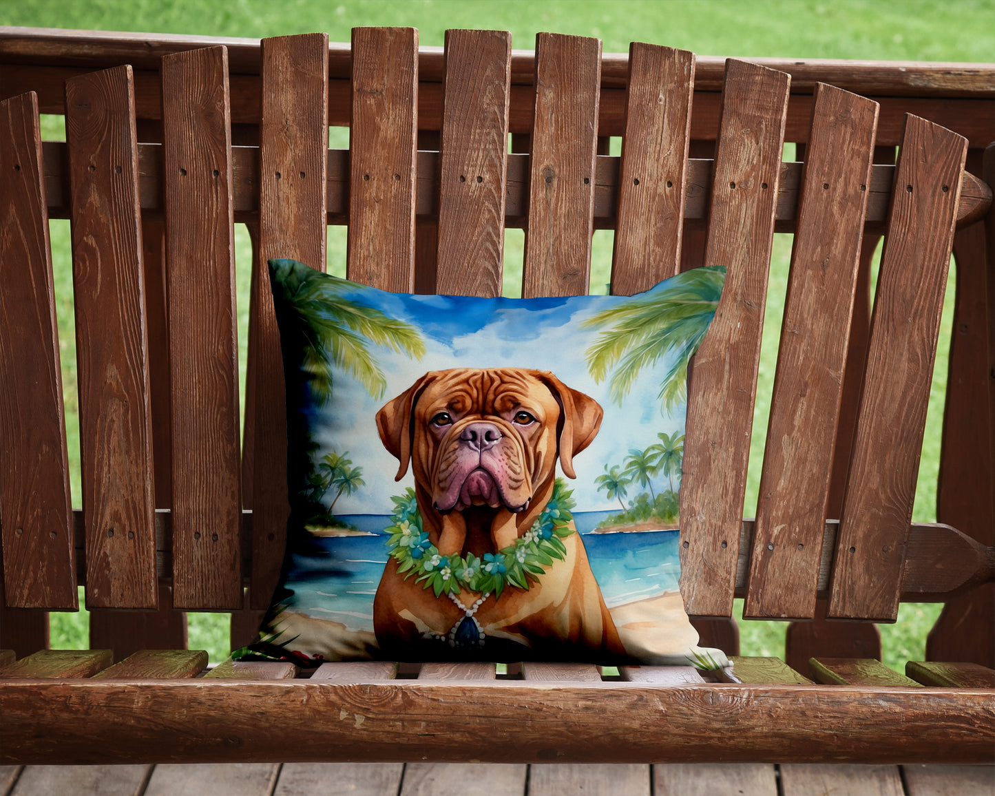 Dogue de Bordeaux Luau Throw Pillow