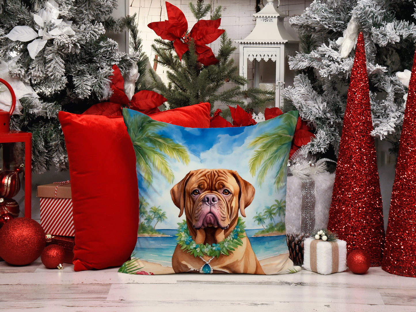 Dogue de Bordeaux Luau Throw Pillow