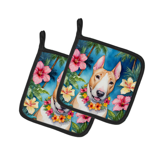 Buy this English Bull Terrier Luau Pair of Pot Holders